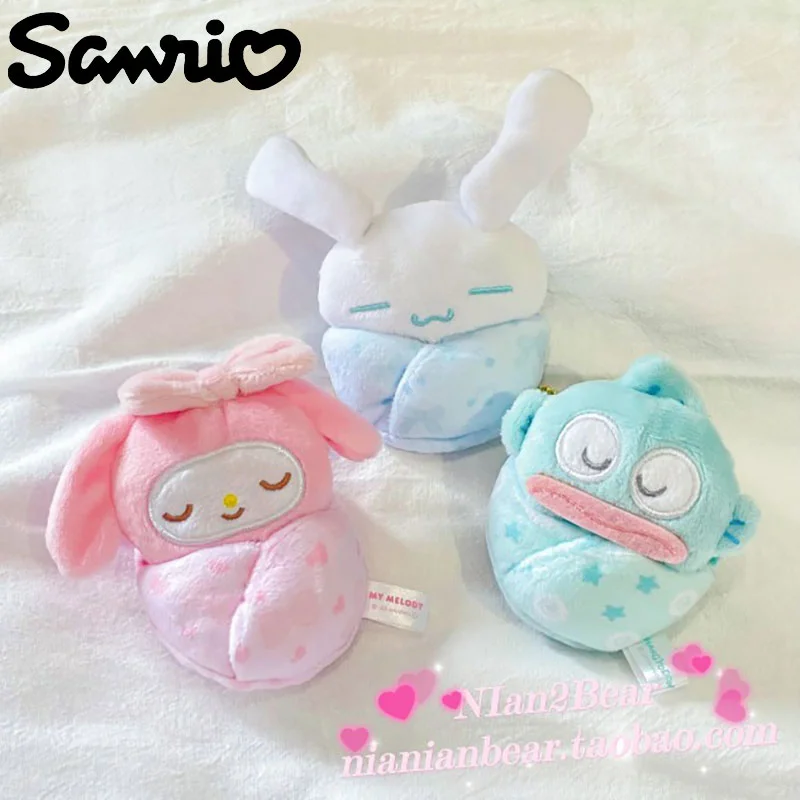 

Sanrio Hangyodon Plush Pendant My Melody Cinnamoroll Cartoon Kawaii Sleeping Bag School Bag Charm Plush Accessorie Trinket Gift