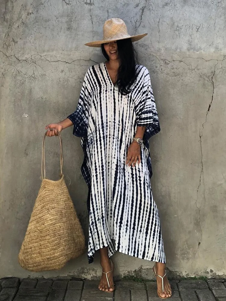 

Женское платье оверсайз с разрезом на боку, длинное пляжное платье с V-образным вырезом