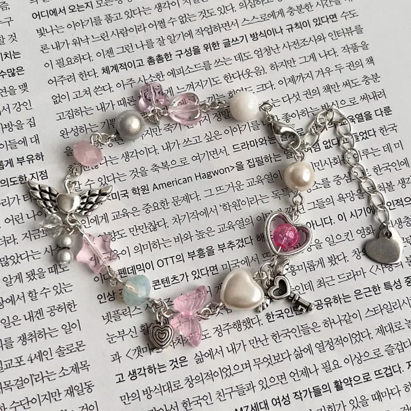 Браслет ручной работы в форме сердца из бисера Розовый Синий Зеленый браслет со звездами браслет для женщин очаровательный браслет Милые Браслеты y2k