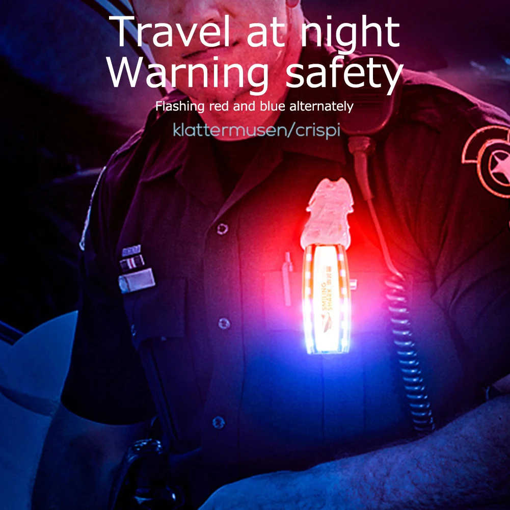 

Multifunction Shoulder Clip Light Waterproof Red Blue Alarm Flash Signal Strobe Lamp USB Charging for Sanitation Worker Patrol