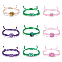 fashion creative imitation natural stone braided bracelet geometric oval water drop glossy high quality energy jewelry