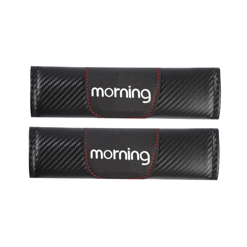 

For Kia Morning Car Seat Belt Cover Shoulder Pads Carbon Fiber Texture PU Leather Car Accessories Interior Driving Accessories