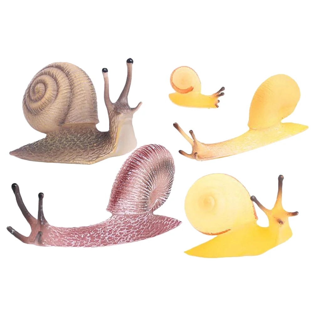 

5 Pcs Kid Toys Artificial Snail Ornament Kids Miniature Figures Cake Decor Sculpture Snails Simulation