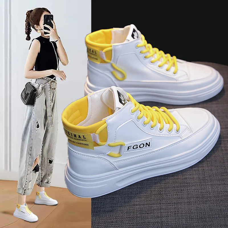 

Autumn new fashion basic high top small white shoes female student running leisure board shoes female k6620