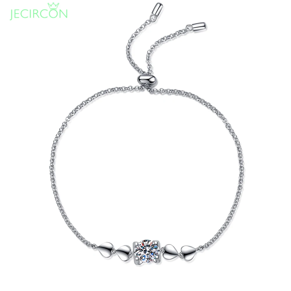 

JECIRCON 1 Carat Moissanite Bracelet for Women Trendy pt950 Gold Plated Hand Chain Real 925 Silver Jewelry with GRA Certificate