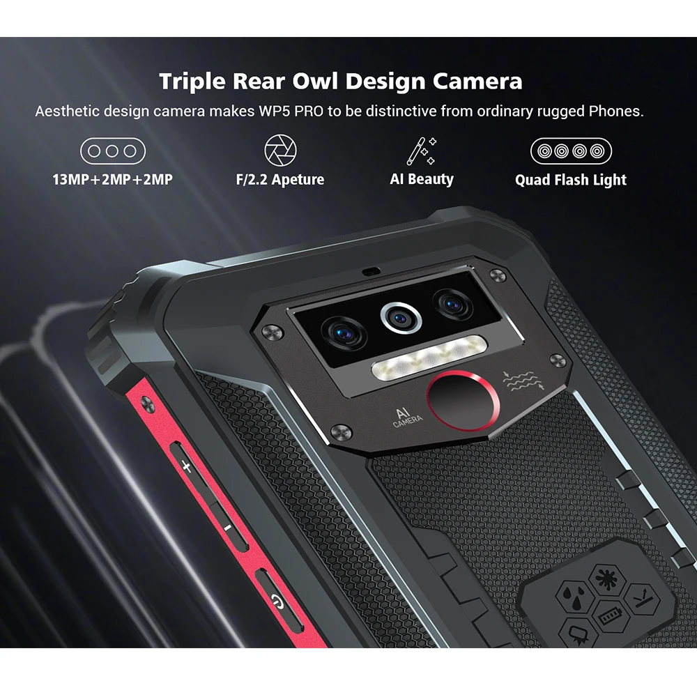 Kup OUKITEL WP5 Pro IP68 Wodoodporny Smartfon 8000mAh Android 10 Potrójny Aparat Twarz/ID Odcisku Palca 5.5 Cali 4GB 64GB Telefon Komórkowy