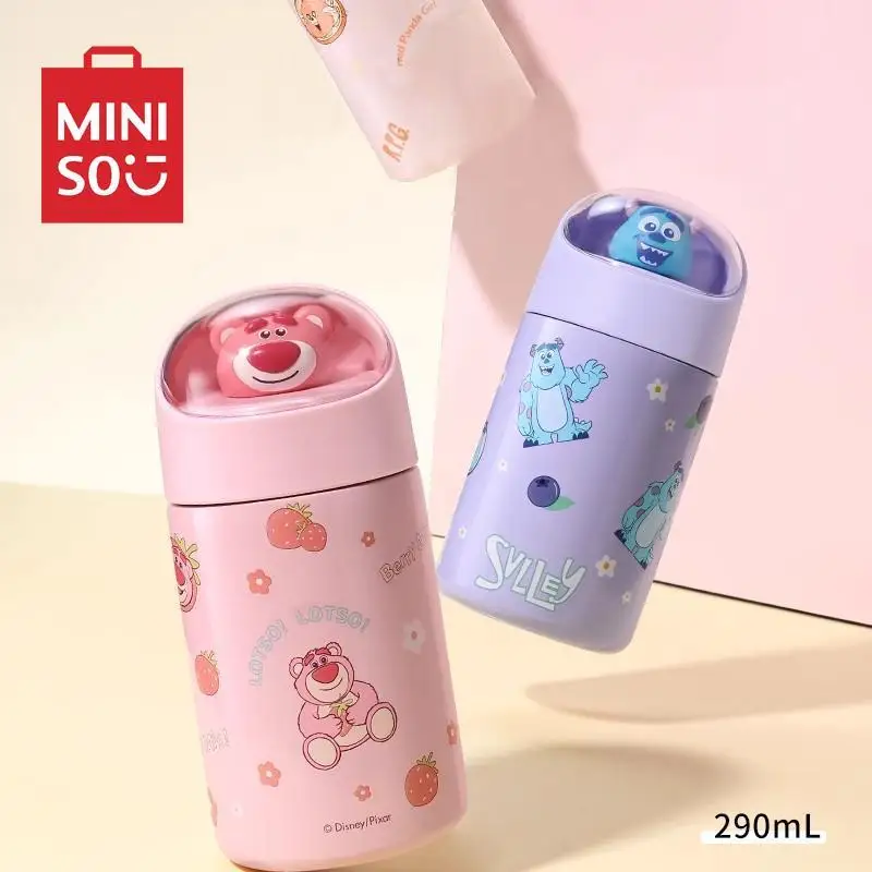 

290ml MINISO Disney Lotso Sullivan Stainless Insulated Water Cup Sports Bottle Outdoor Bottles Portable Leakproof Thermos Cups