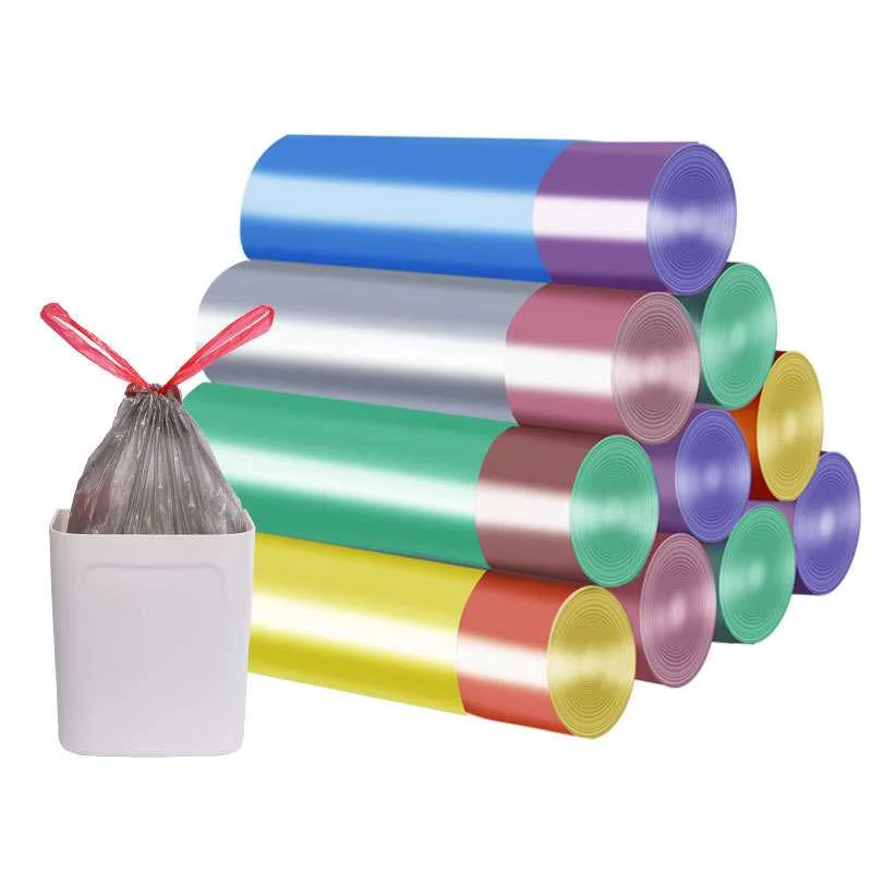 

Portable Drawstring Garbage Bag Thickened Breakpoint Kitchen Household Wearing Rope Plastic Bag Automatic Closing BolsasDeBasura