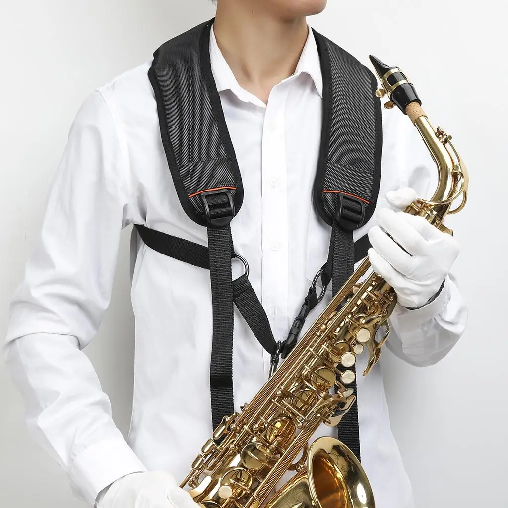 

Saxophone Soft Cotton Padded Strap Belt Harness W/ Hook Clasp