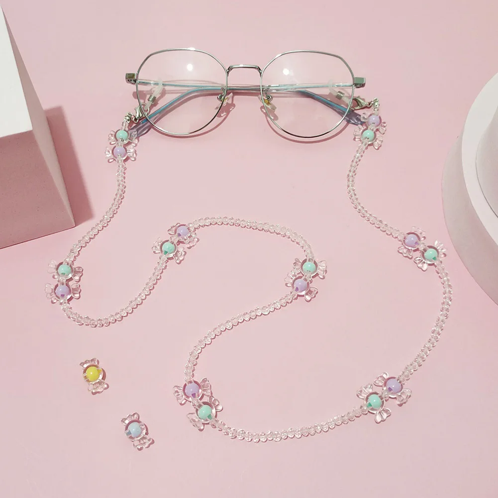 

2022 Trendy Acrylic Crystal Sunglasses Chain Mask Lanyard Beaded Neckband Mask Holder Glasses Chain Fashion Jewelry for Women