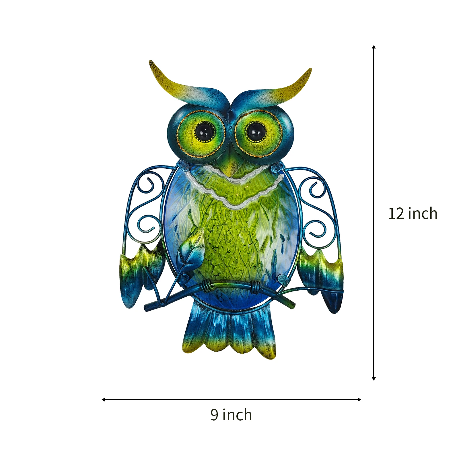 Металлический Настенный Декор Сова - Наружное Настенное Искусство Стеклянный