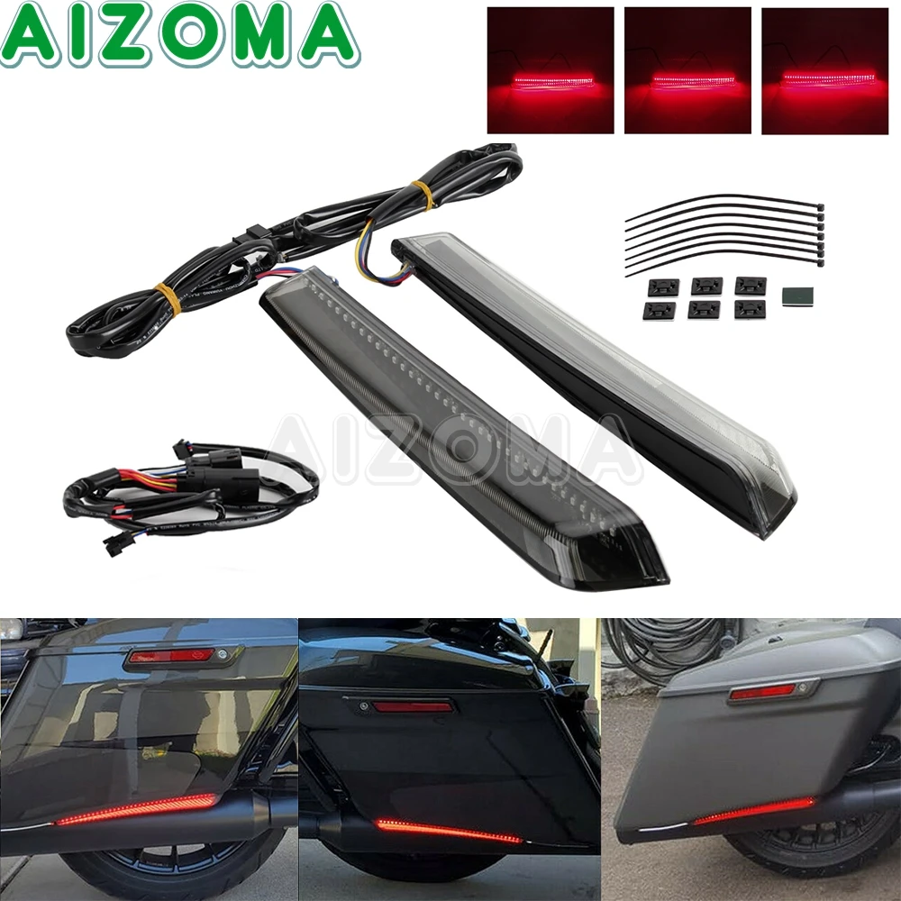 

For Harley Touring FLHT FLHX FLHXS FLTRX FLHR FLHTKSE FLTRU FLTRK Saddlebag Extended LED Side Running Brake Turn Signal Light