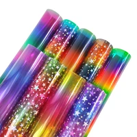 xht 410 tpu transparent iridescent hologram lamination film fabric plastic rainbow tpu film for making cosmetic bags30135cm