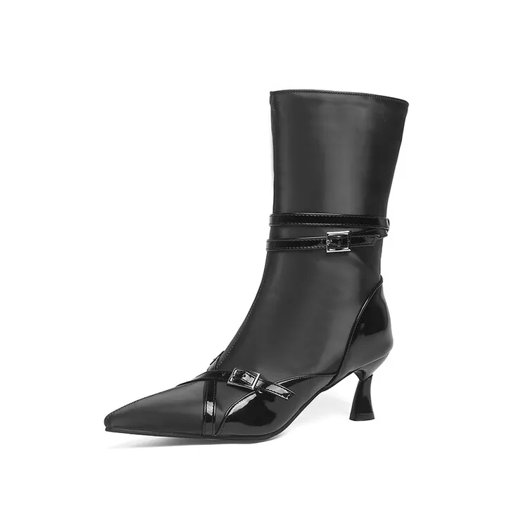 

Large size Oversize Big size Pointed toe Thin heel womens fashion boots womens shoes with design Women shoes leather