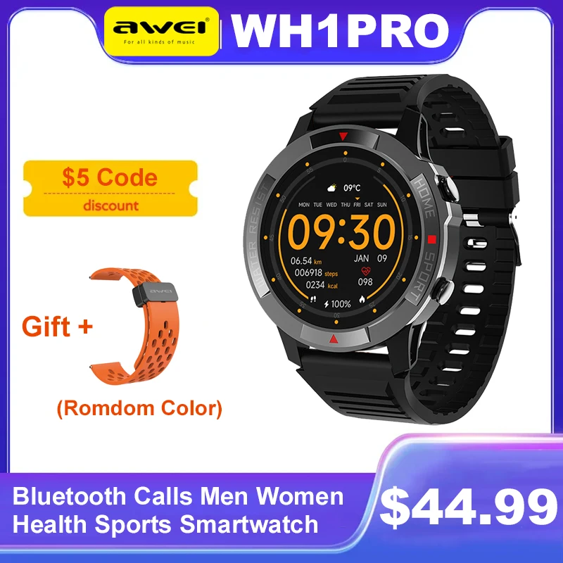

Смарт-часы Awei WH1Pro для мужчин и женщин с блокировкой ремня, всегда на дисплее, Bluetooth звонки, умные часы, спортивные часы для здоровья