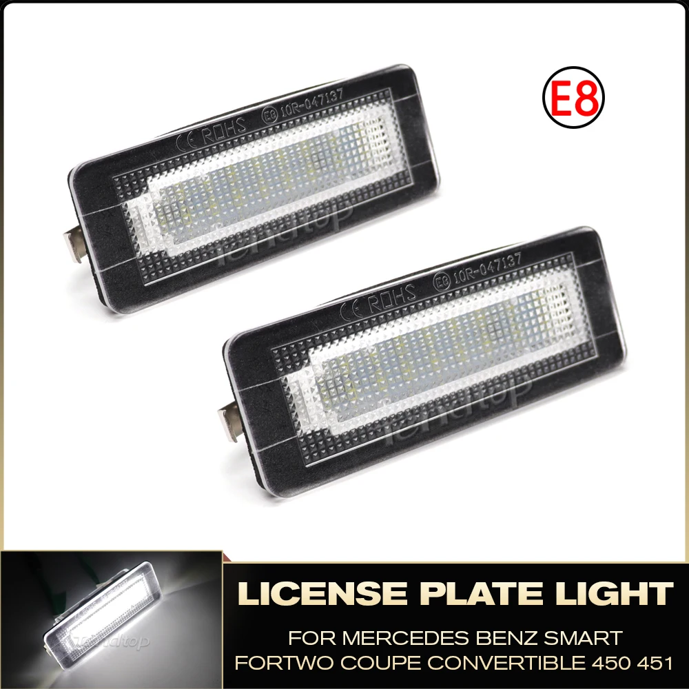 

1 Pair Car LED License Plate Number Light Lamp Canbus Error Free For Benz Smart Fortwo Coupe Convertible 450 451 W450 W453