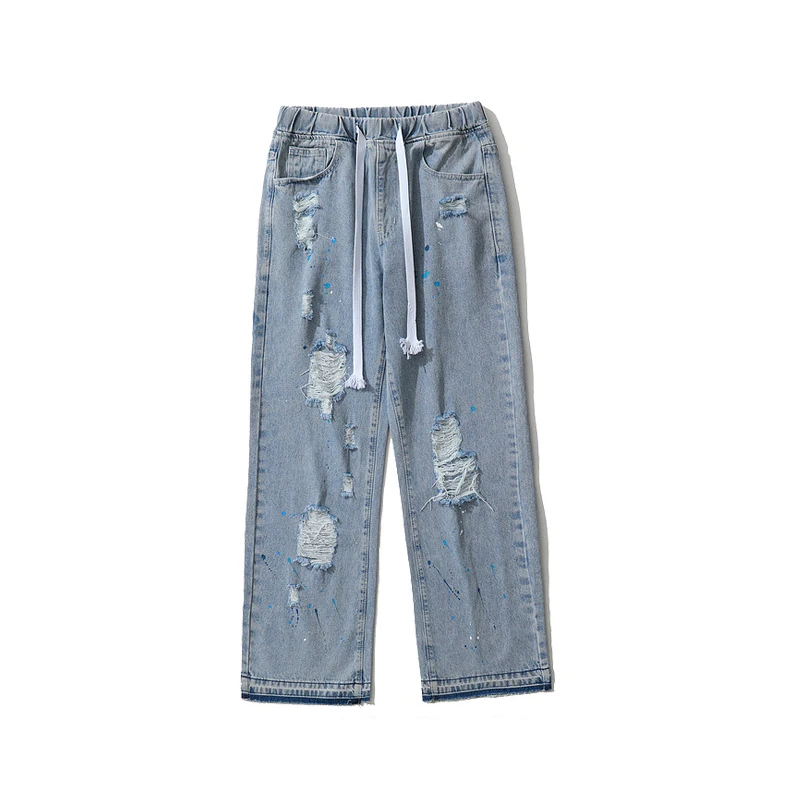 Four Seasons Men Painted Street Jeans Men's Loose Casual Denim Trousers Hip Hop Harajuku Designer Pants Streetwear Ins Hot Sale