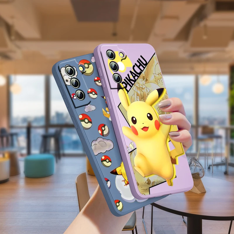

Pikachu Pokemon Cartoon For Samsung A52 A32 A22 A71 A51 A31 A21S A12 A03S A50 A30 A20 A10 5G Liquid Silicone Rope Phone Case