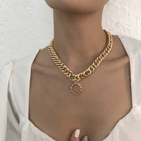 simple thick link clavicle chain choker necklace for women men unisex fashion necklaces trendy elegant chunky jewelry