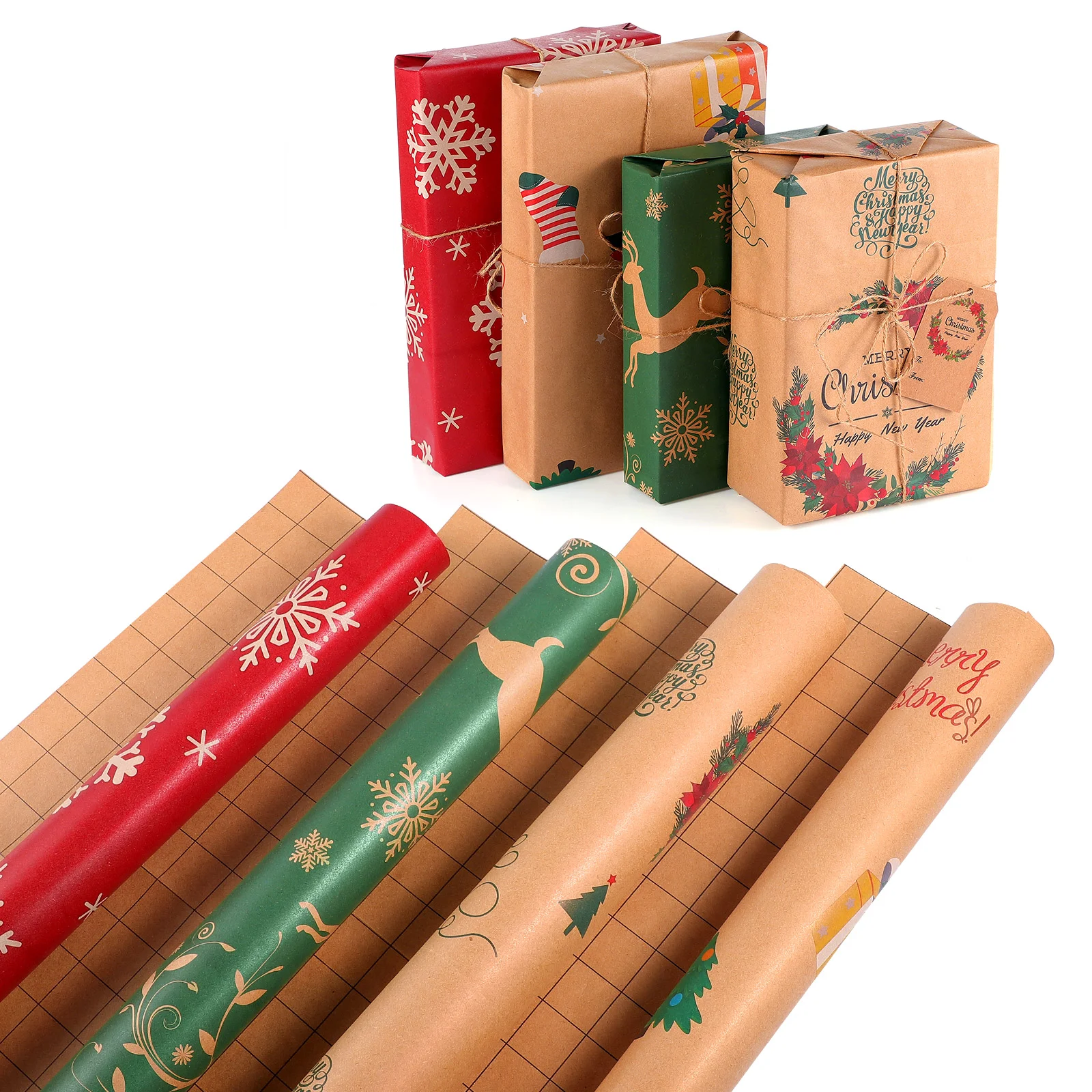 

1 Set Brown Paper Roll Christmas Wrapping Paper Birthday Wrapping Paper Birthday Gift Tag String Christmas Decorations