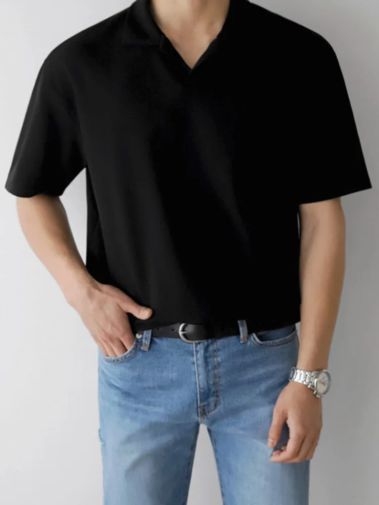 

SYUHGFA Men Clothing 2022 Summer Short Sleeve Polo Collar T-shirt Korean Fashion Casual T-shirt Loose Streetwear Tops For Male