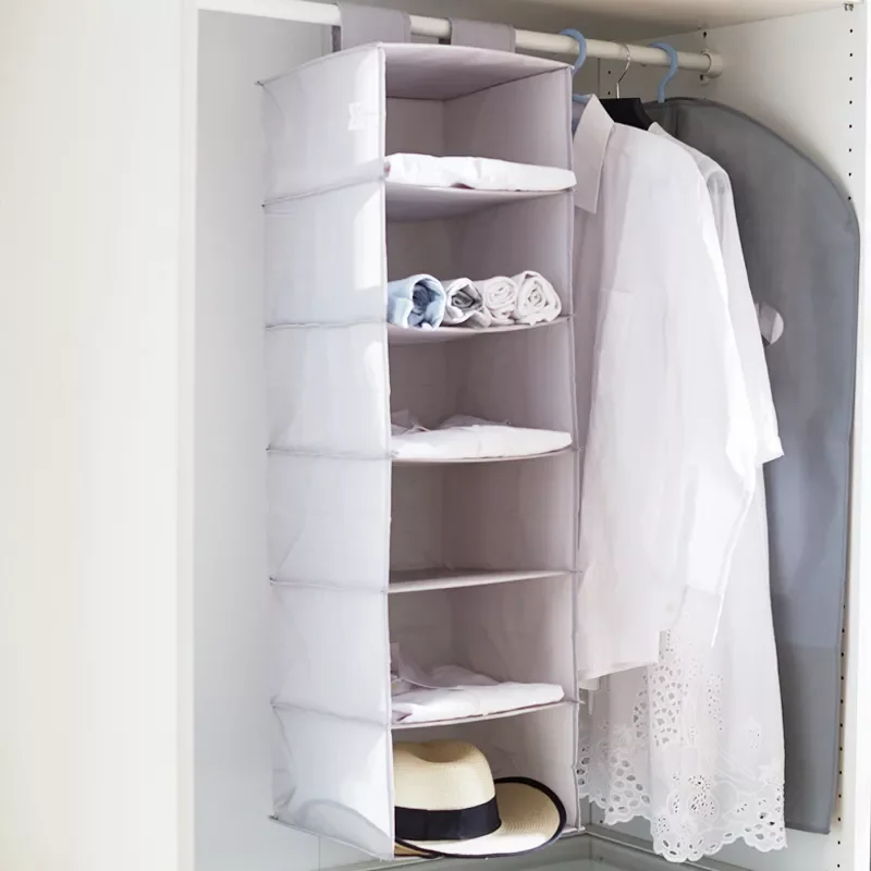 

Creative Oxford Cloth 6 Layers Portable Storage Hanging Bag Collapsible Wardrobe Clothes Scarf Organizer Hanging Bag 30*30*110cm