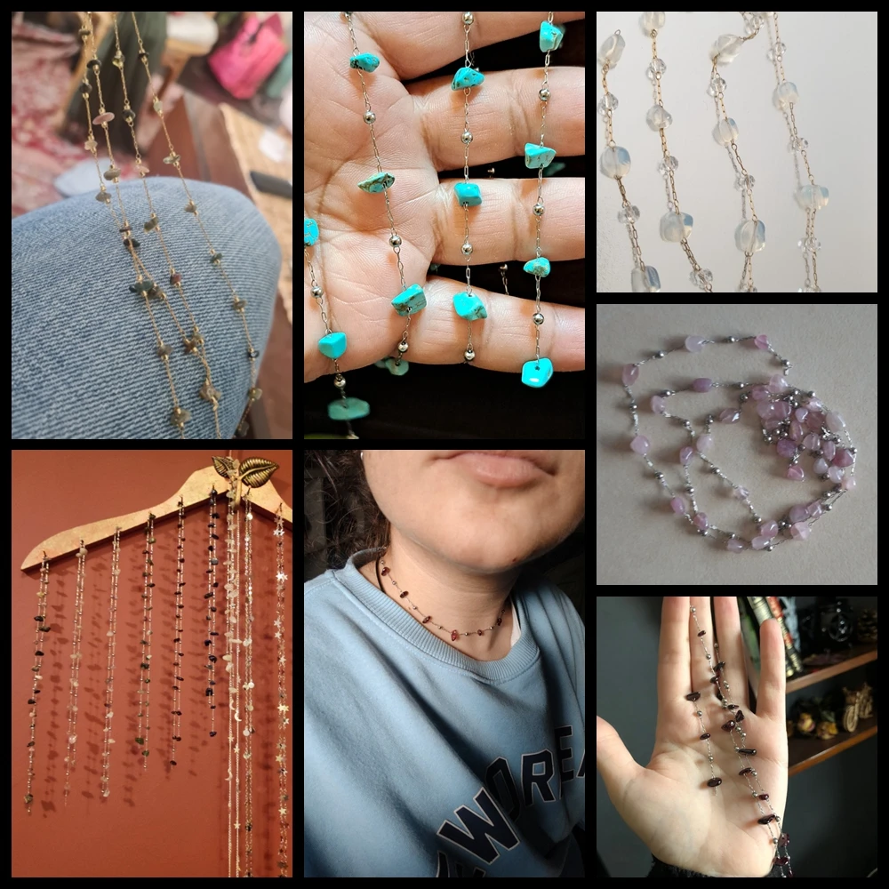 Натуральные камни нержавеющая сталь кварцевые бусины цепочка сделай сам