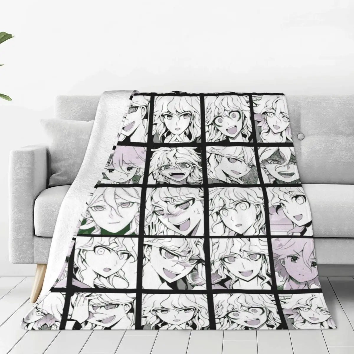 Nagito Manga Blankets Fleece All Season Danganronpa Anime Portable Thin Throw Blankets for Home Office Plush Thin Quilt