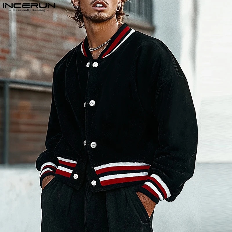 Мужские повседневные теплые пальто INCERUN 2024 топы с длинными рукавами и
