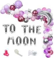 jollyboom star moon balloon chain set silver to the moon balloon banner baby birthday festive party background decoration