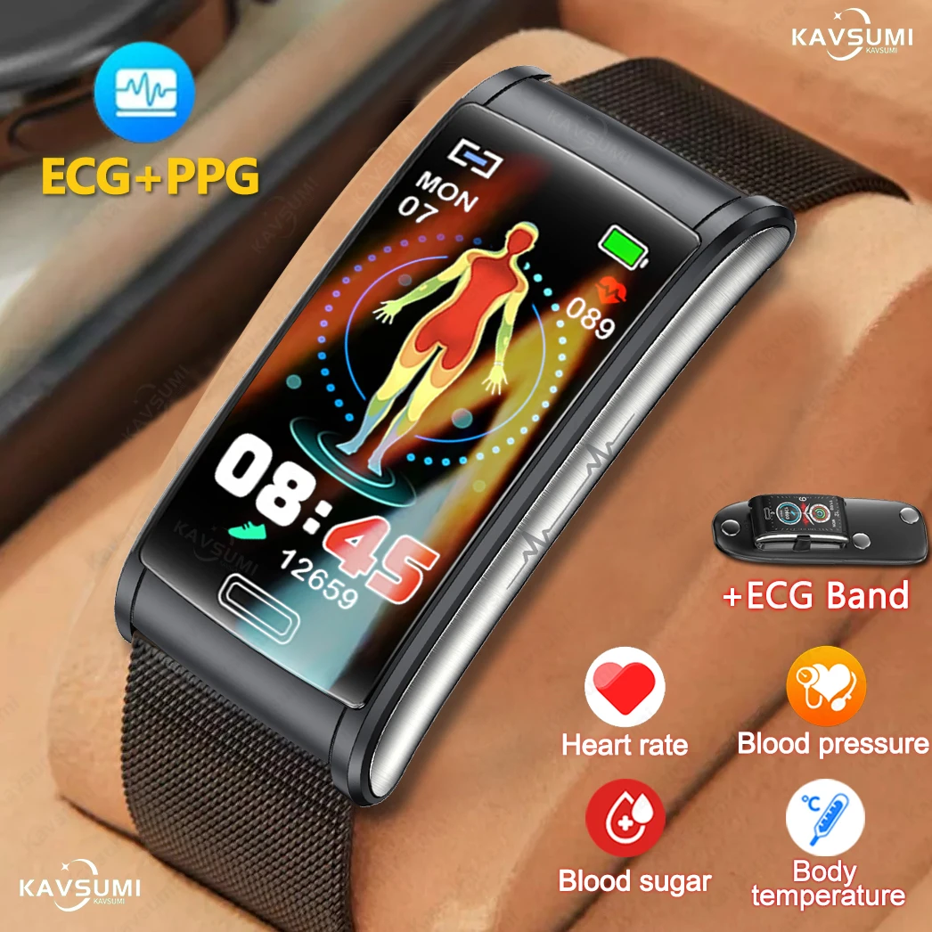 

2023 ECG+PPG Painless Non-invasive Blood Sugar Smart Watches Men Health Blood Pressure Sport Smartwatch Women Glucometer Watch