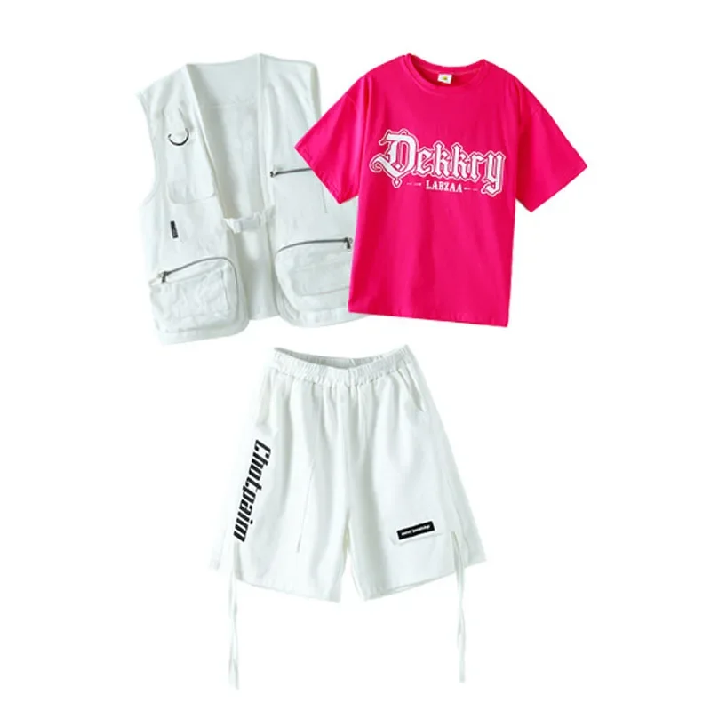 Белая куртка без рукавов жилет повседневные брюки-карго на бретельках шорты для