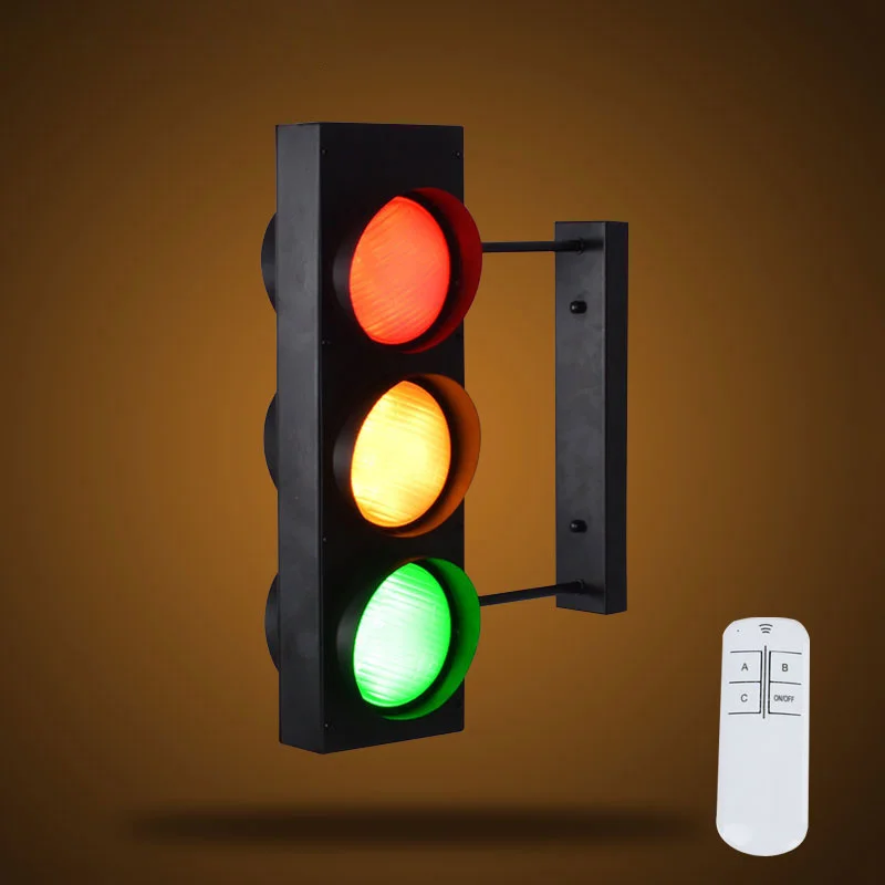 Retro Industrial Lighting Restaurant Cafe Bar Corridor Traffic Lights Creative Decoration Remote Control Led Wall Light