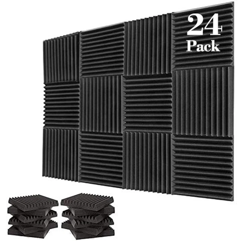 

24PCS 300x300x25mm Studio Acoustic Foam Sound Foam Sound Proofing Protective Sponge Soundproof Absorption Treatment Panel