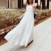 cffd 054 2022y new arrival summer graceful white strapless long dress sexy loose beach dress holiday dress casual dress