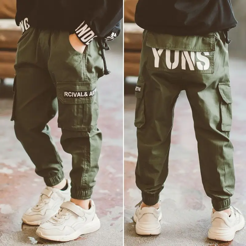 Kid Pants For Boys cargo Pant Letters  Autumn Kids Pants Casual Kids Clothes Winter Teenage Boys Clothing For 4 6 8 12 14 Years