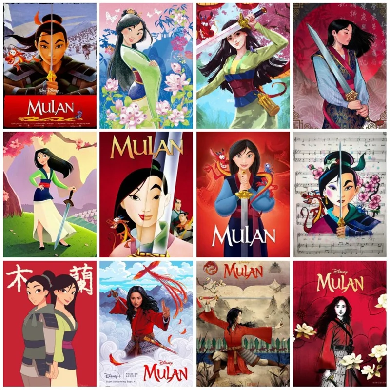

Disney Cartoon Girl Hua Mulan Canvas Painting Female General Wall Art Posters and Prints Pictures Kids Gift Modern Room Decor