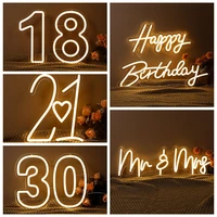 happy birthday led neon sign custom night light for birthday adult party decor oh baby neon light lets party home decor