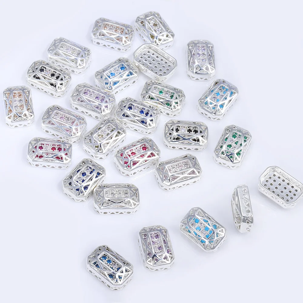 

4/36Pcs Cubic Zirconia Alloy Charms Octagon Shaped Silver Plated Crystal Rhinestone DIY Sewing Accessories for Clothing Making