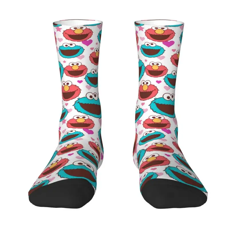 

Sesame Street Peace Love Mens Crew Socks Unisex Funny Elmo Cookie Monster Spring Summer Autumn Winter Dress Socks