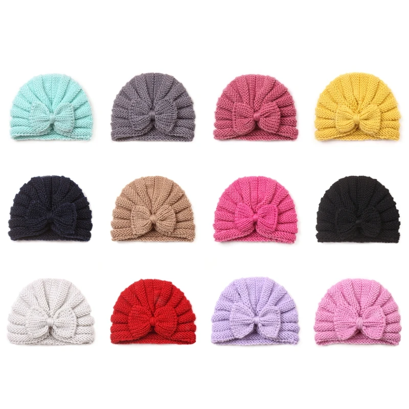 

Lovely Bow Knot Hat Bonnet Winter Hat for Baby Elastic Girl Headwear Photo Props P31B