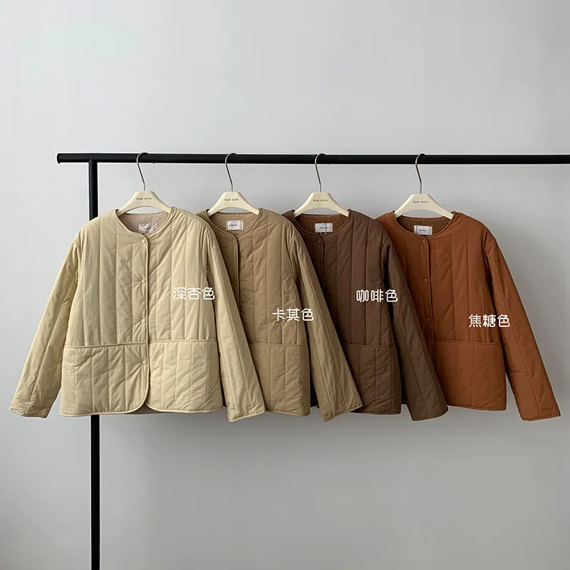 Literary and Artistic Leisure Has No Collar Thin Light Cotton Clothing Autumn Winter New Loose and Versatile Little Coat