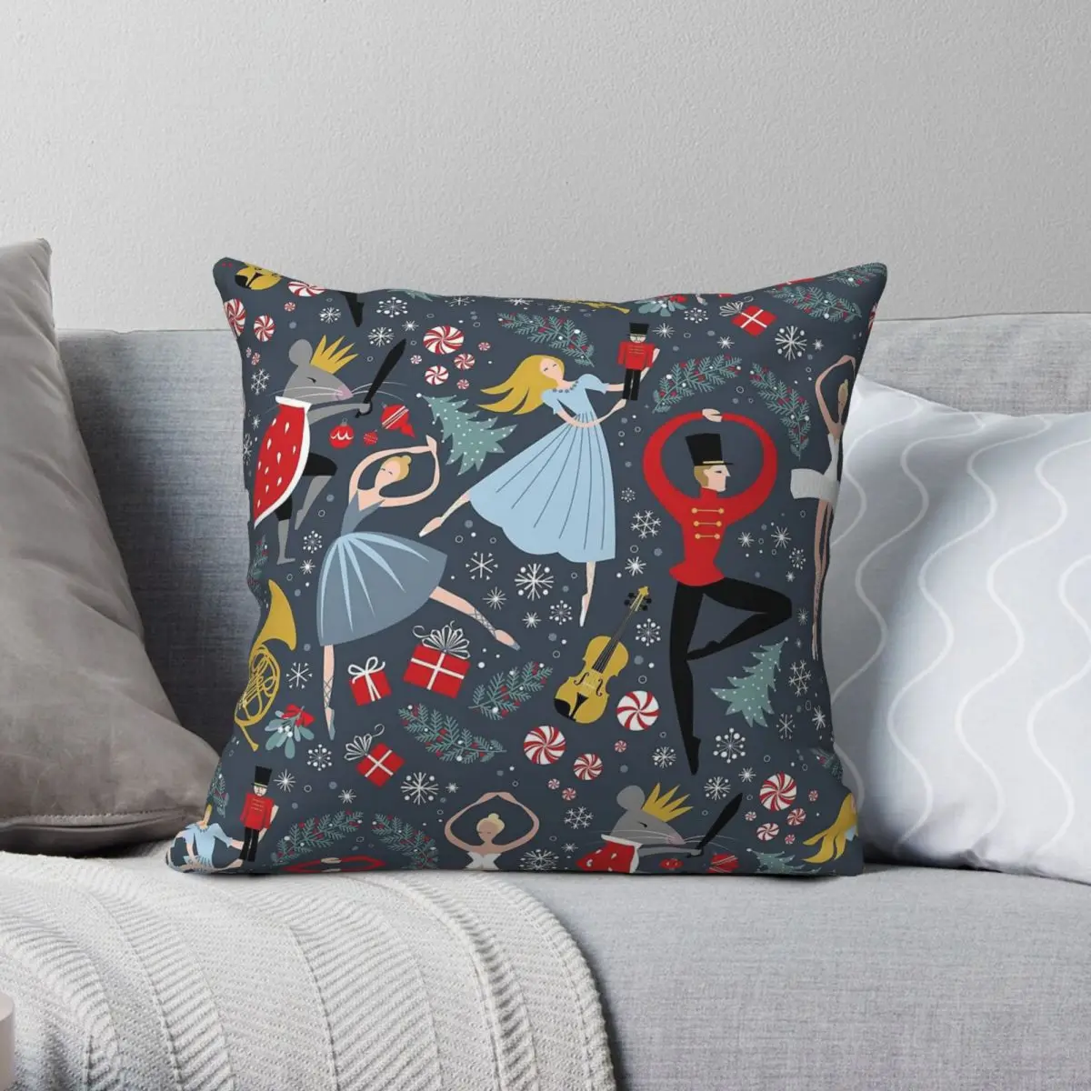 Декоративная квадратная наволочка для детей из полиэстера и льна