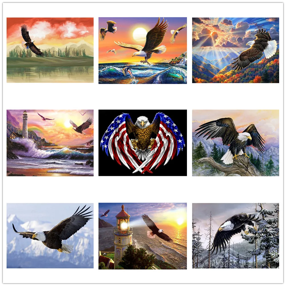 

Орлан, алмазная живопись 5D, «сделай сам», американский флаг, алмазная вышивка, животное, мозаика, Набор для вышивки крестиком, картина Стразы...
