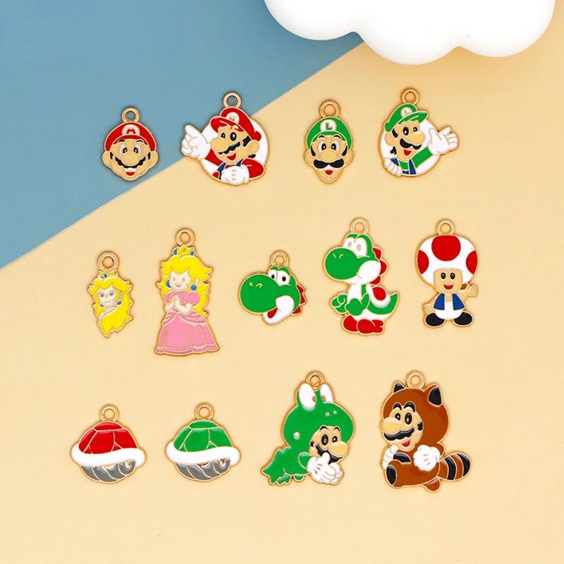 

Cute Super Mario DIY Accessory Accessory Alloy Dripping Oil Princess Mushroom Couple Bag Necklace Decorative Pendant Accessories