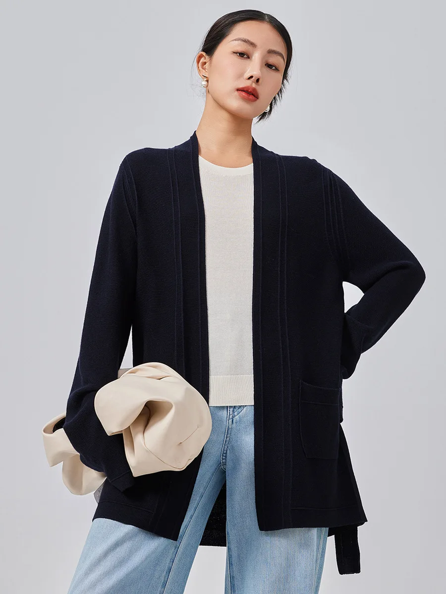 Naizaiga 2023 Весна средней длины желтый темно-синий новое поступление 75% шерсть 25% Шелк