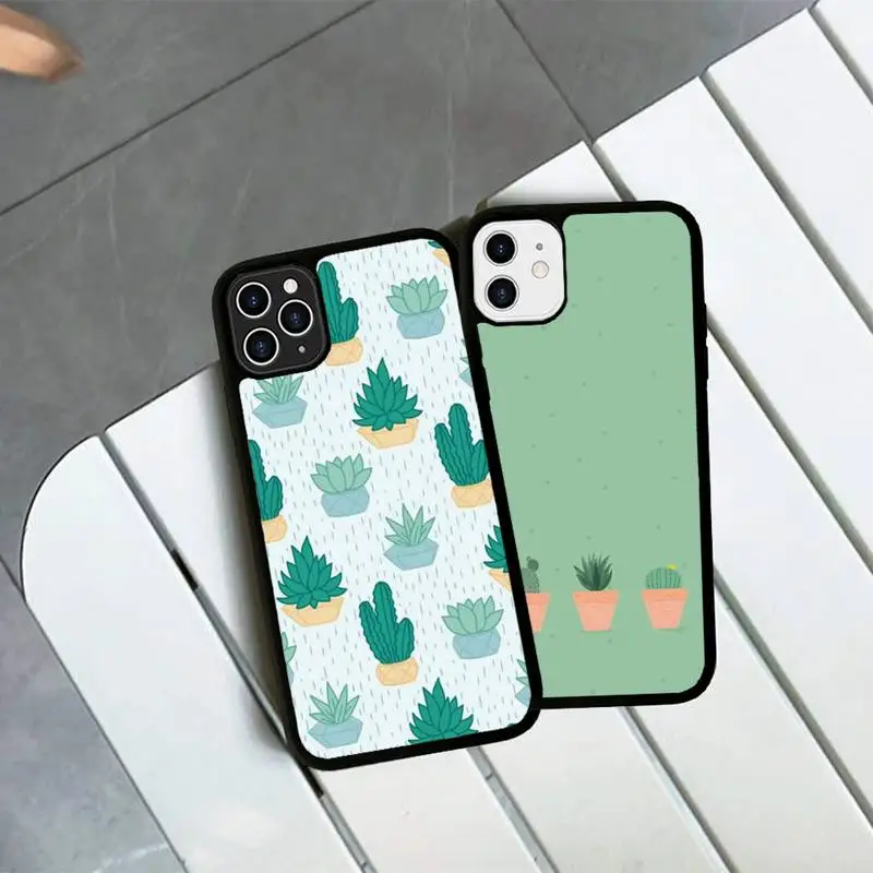 

Plant Cactus Phone Case Silicone PC+TPU Case for iPhone 11 12 13 Pro Max 8 7 6 Plus X SE XR Hard Fundas