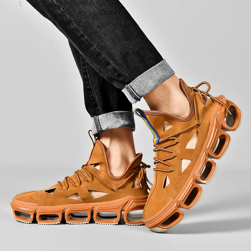 Летние мужские сандалии из натуральной кожи мужская повседневная обувь уличные