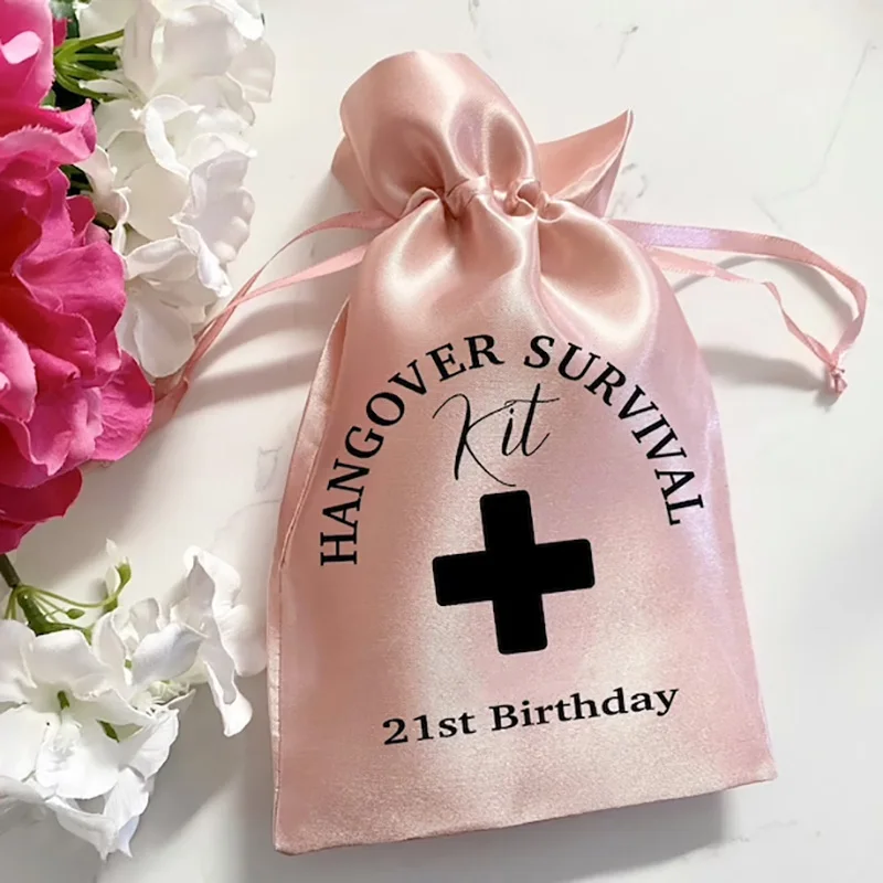 

5pcs Rose Gold 21st Birthday Hangover Recovery Survival Kit Gift bag Twenty First happy Birthday Party decoration welcome Favor