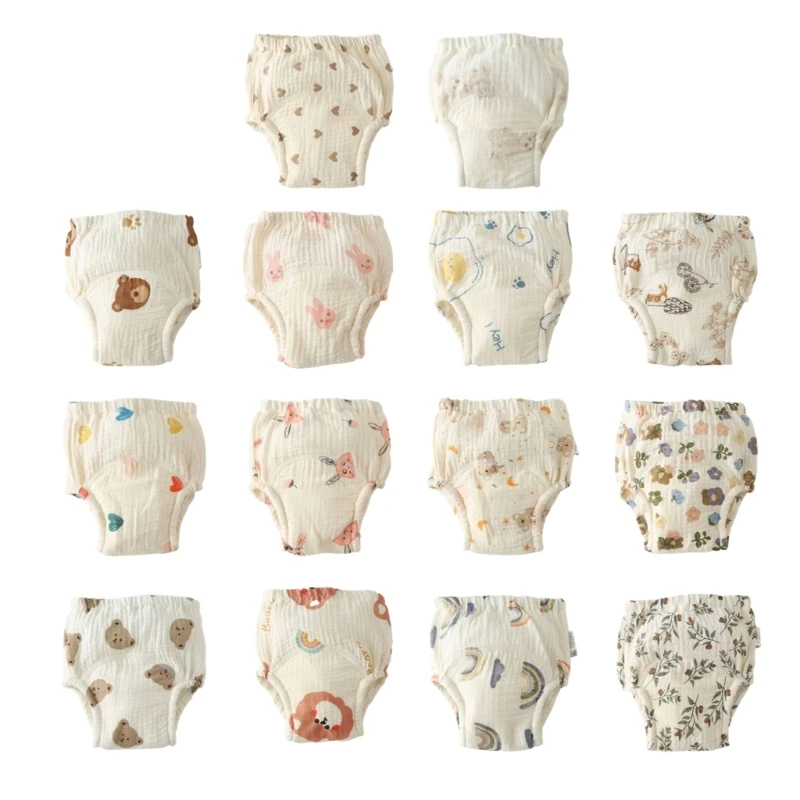 

Infant Diaper Shorts Cute Print Diaper Pants Pee Training Nappy Skin Friendly Baby Cotton Diaper Urine Absorbent Pants